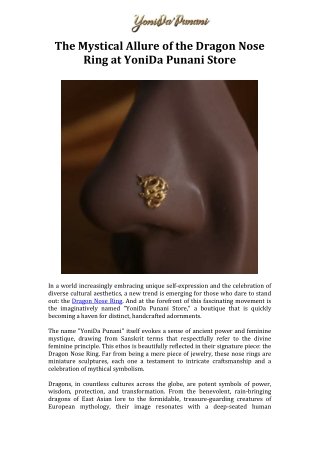 The Mystical Allure of the Dragon Nose Ring at YoniDa Punani Store