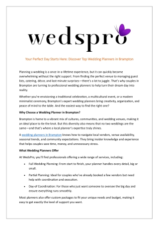 wedding planners in brampton