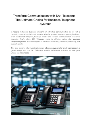 Transform Communication with SA1 Telecoms – The Ultimate Choice for Business Telephone Systems