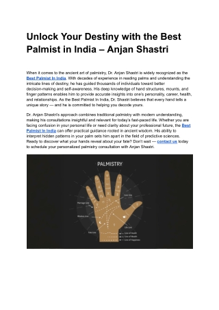 Unlock Your Destiny with the Best Palmist in India – Anjan Shastri