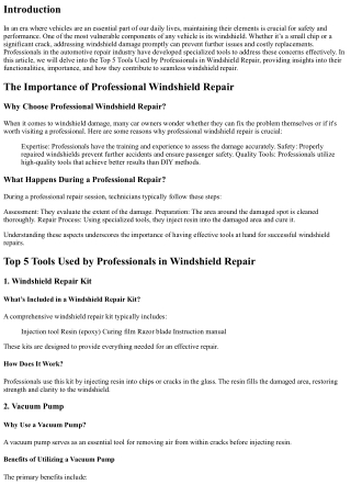 Top 5 Tools Used by Professionals in Windshield Repair