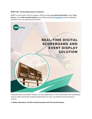 BODET UAE - Synchronizing Success across Industries