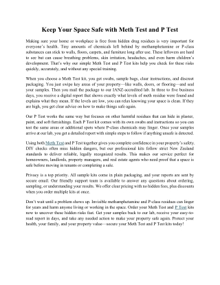 Keep Your Space Safe with Meth Test and P Test