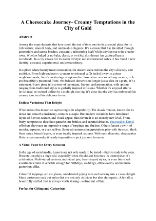 A Cheesecake Journey- Creamy Temptations in the City of Gold