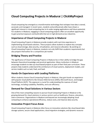 Cloud Projects Madurai
