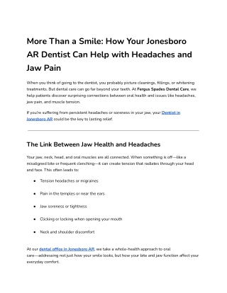 More Than a Smile_ How Your Jonesboro AR Dentist Can Help with Headaches and Jaw Pain