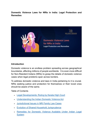 Domestic Violence Laws for NRIs in India: Legal Protection and Remedies