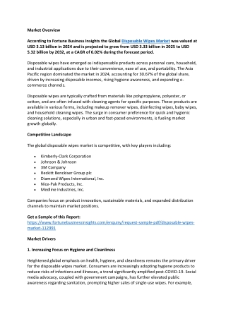 Disposable Wipes Market Growth Dynamics and Trends, 2032