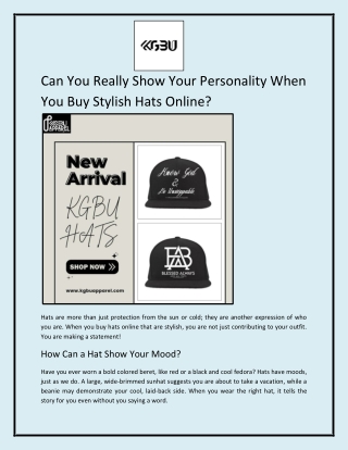 Can You Really Show Your Personality When You Buy Stylish Hats Online?