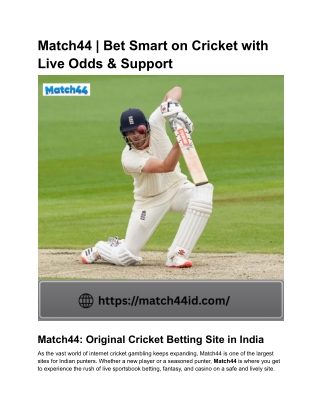Match44 | Bet Smart on Cricket with Live Odds & Support