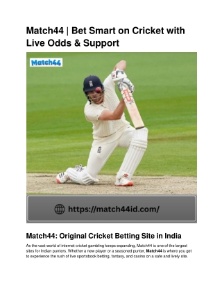 Match44: Original Cricket Betting Site in India