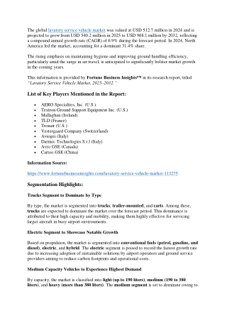 Lavatory Service Vehicle Market