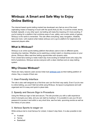 Winbuzz_ A Smart and Safe Way to Enjoy Online Betting