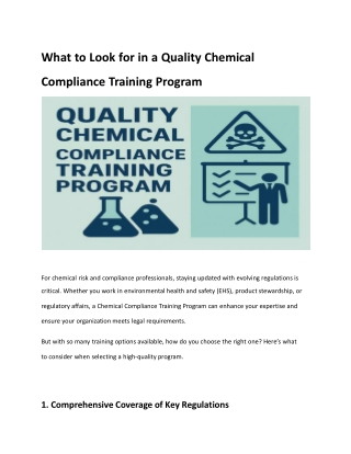 What to Look for in a Quality Chemical Compliance Training Program