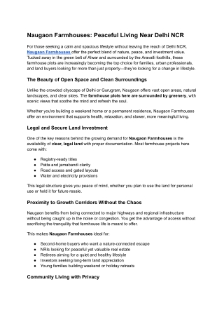 Naugaon Farmhouses_ Peaceful Living Near Delhi NCR