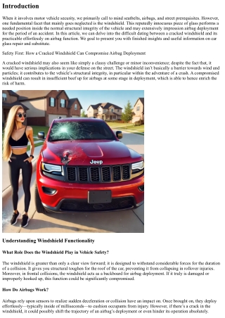 Safety First: How a Cracked Windshield Can Compromise Airbag Deployment