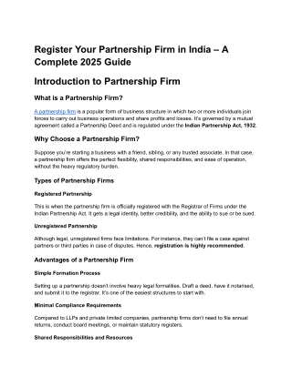 Register Your Partnership Firm in India – A Complete 2025 Guide