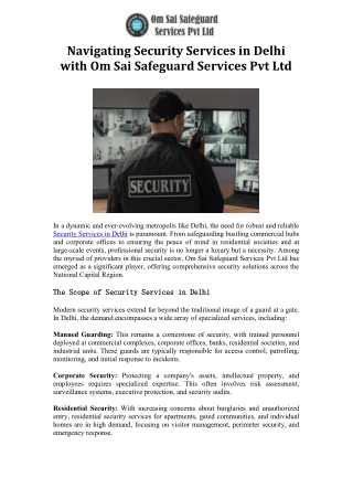 Navigating Security Services in Delhi with Om Sai Safeguard Services Pvt Ltd