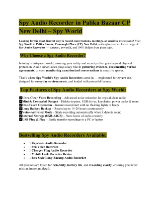 Spy Audio Recorder in Palika Bazaar CP New Delhi – Spy World
