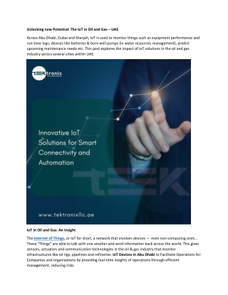 The Role of IoT in Oil and Gas in the UAE