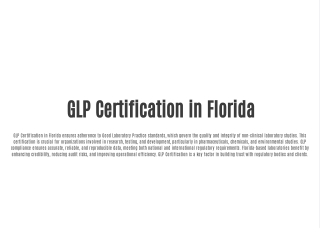 GLP Certification in Florida