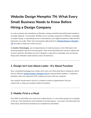 Website Design Memphis TN_ What Every Small Business Needs to Know Before Hiring a Design Company