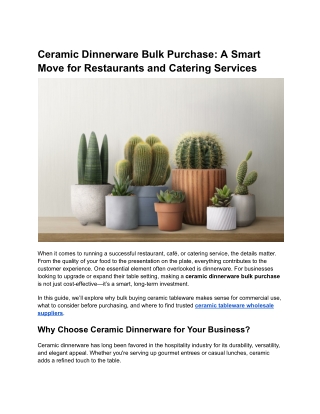Ceramic Dinnerware Bulk Purchase_ A Smart Move for Restaurants and Catering Services