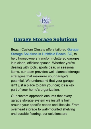 Garage Storage Solutions in Litchfield Beach, SC: By Custom Closet Pros