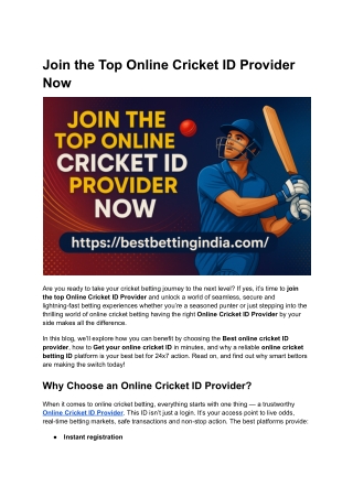 Join the Top Online Cricket ID Provider Now