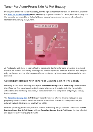 Toner For Acne-Prone Skin At Pnk Beauty