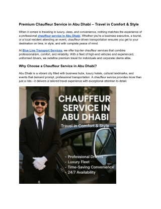 Premium Chauffeur Service in Abu Dhabi – Travel in Comfort & Style