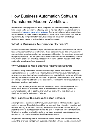 How Business Automation Software Transforms Modern Workflows