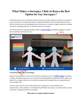 What Makes a Surrogacy Clinic in Kenya the Best Option for Gay Surrogacy