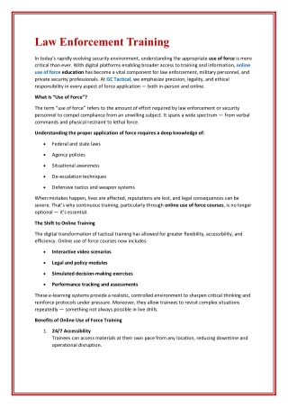 Law Enforcement Training