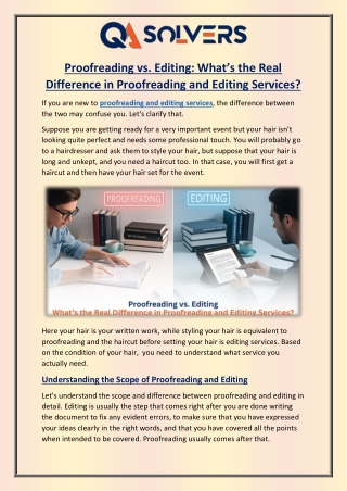 Proofreading vs. Editing What’s the Real Difference in Proofreading and Editing Services
