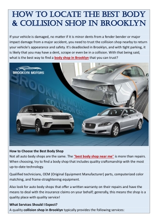 How to Locate the Best Body & Collision Shop in Brooklyn?