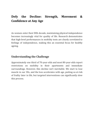 Defy the Decline_ Strength, Movement & Confidence at Any Age