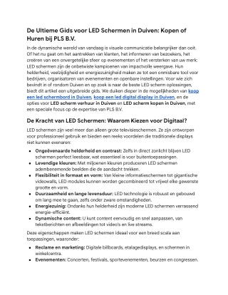 De Ultieme Gids voor LED Schermen in Duiven