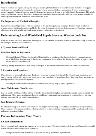 Local Windshield Repair Services: What to Look For