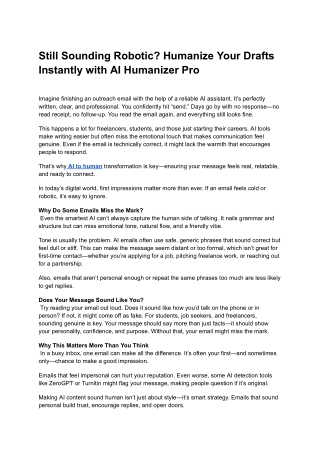 Still Sounding Robotic_ Humanize Your Drafts Instantly with AI Humanizer Pro