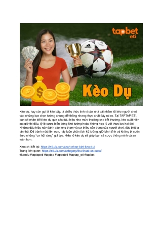Hiểu Biết Kèo Dụ Để Cá Cược Thành Công Với TAPBET ETI