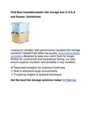 Find Best Insulated plastic fish storage box in U