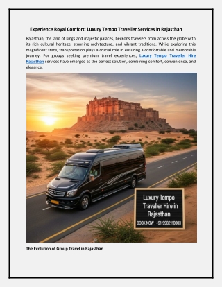 Experience Royal Comfort: Luxury Tempo Traveller Services in Rajasthan