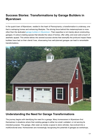 Success Stories Transformations by Garage Builders in Myerstown