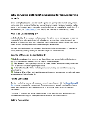 Online Betting ID