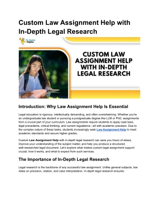 Custom Law Assignment Help with In-Depth Legal Research