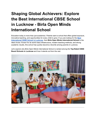 Shaping Global Achievers_ Explore the Best International CBSE School in Lucknow - Birla Open Minds International School
