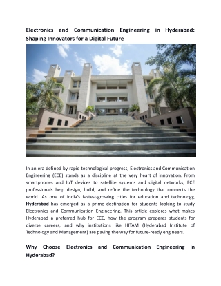 Electronics and Communication Engineering in Hyderabad