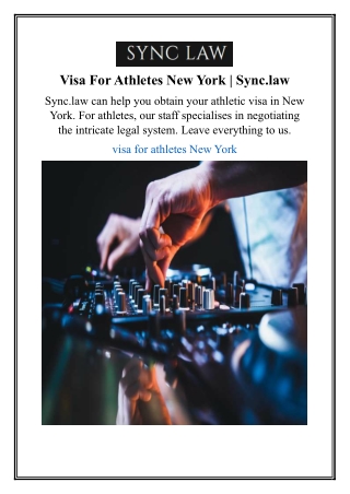 Visa For Athletes New York | Sync.law