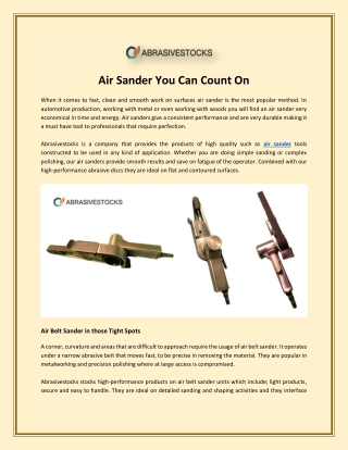 Air Sander You Can Count On